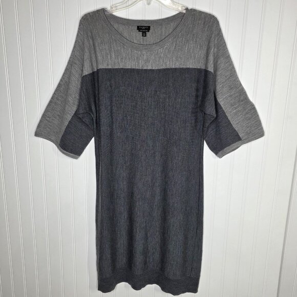 Talbots Sweater Dress Womens Small Petite Gray Colorblock Pure Merino Wool Knit - Picture 1 of 11